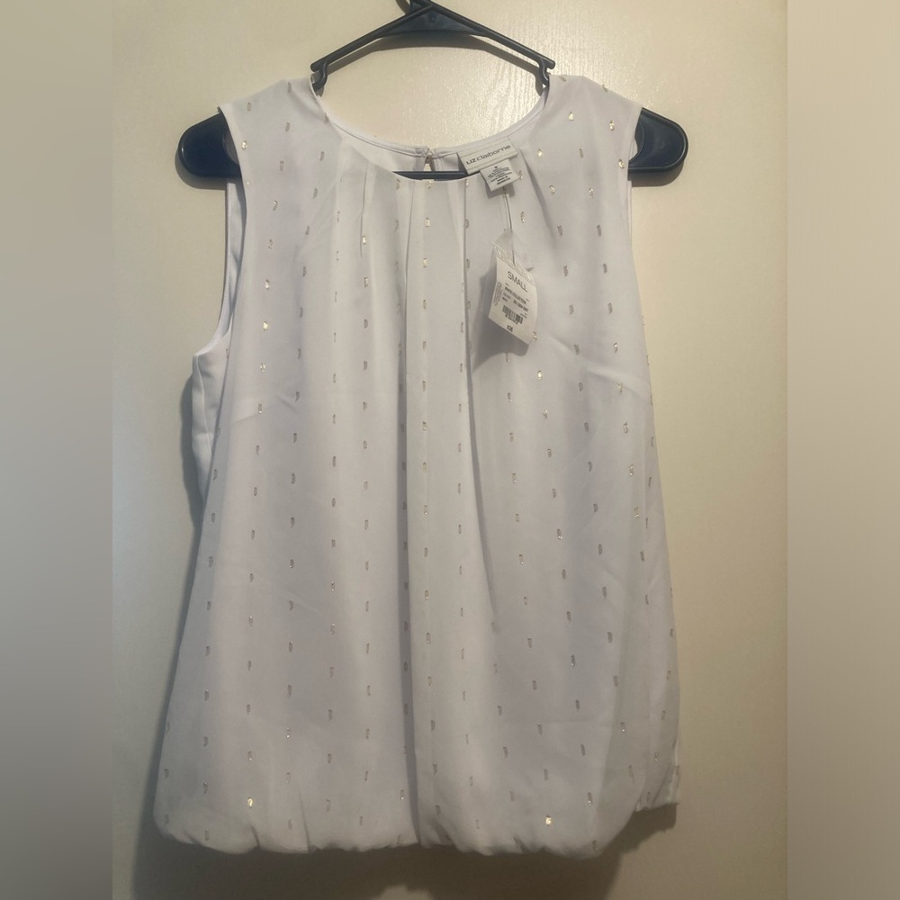 Liz Claiborne White Blouse with Gold Details